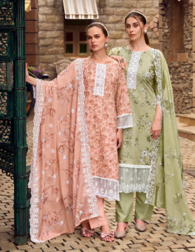 COTTON WITH HEAVY WORK PAKISTANI FASHIONABLE UNSTITCH SALWAR SUITS