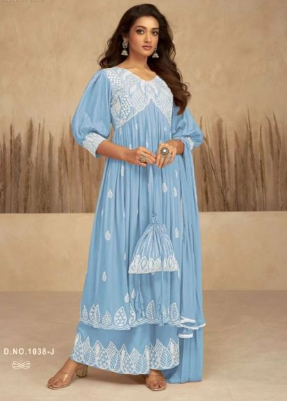 Rayon White HandWork Salwar Suit