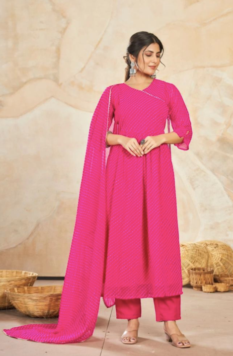 Pink Beautiful Georgette Ready Made Suit