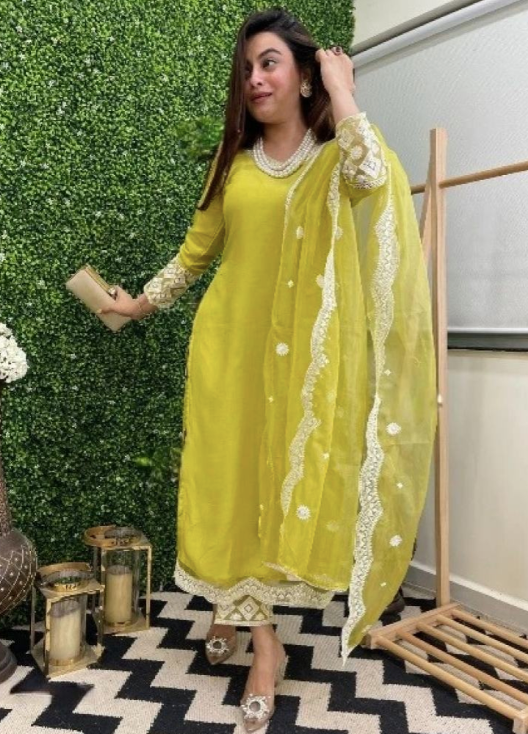 Yellow Chanderi Cotton Designer Salwar Suit