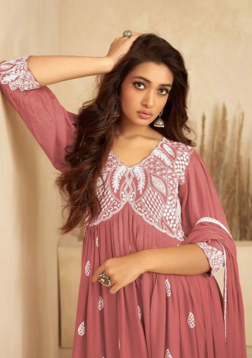 Rayon White HandWork Salwar Suit